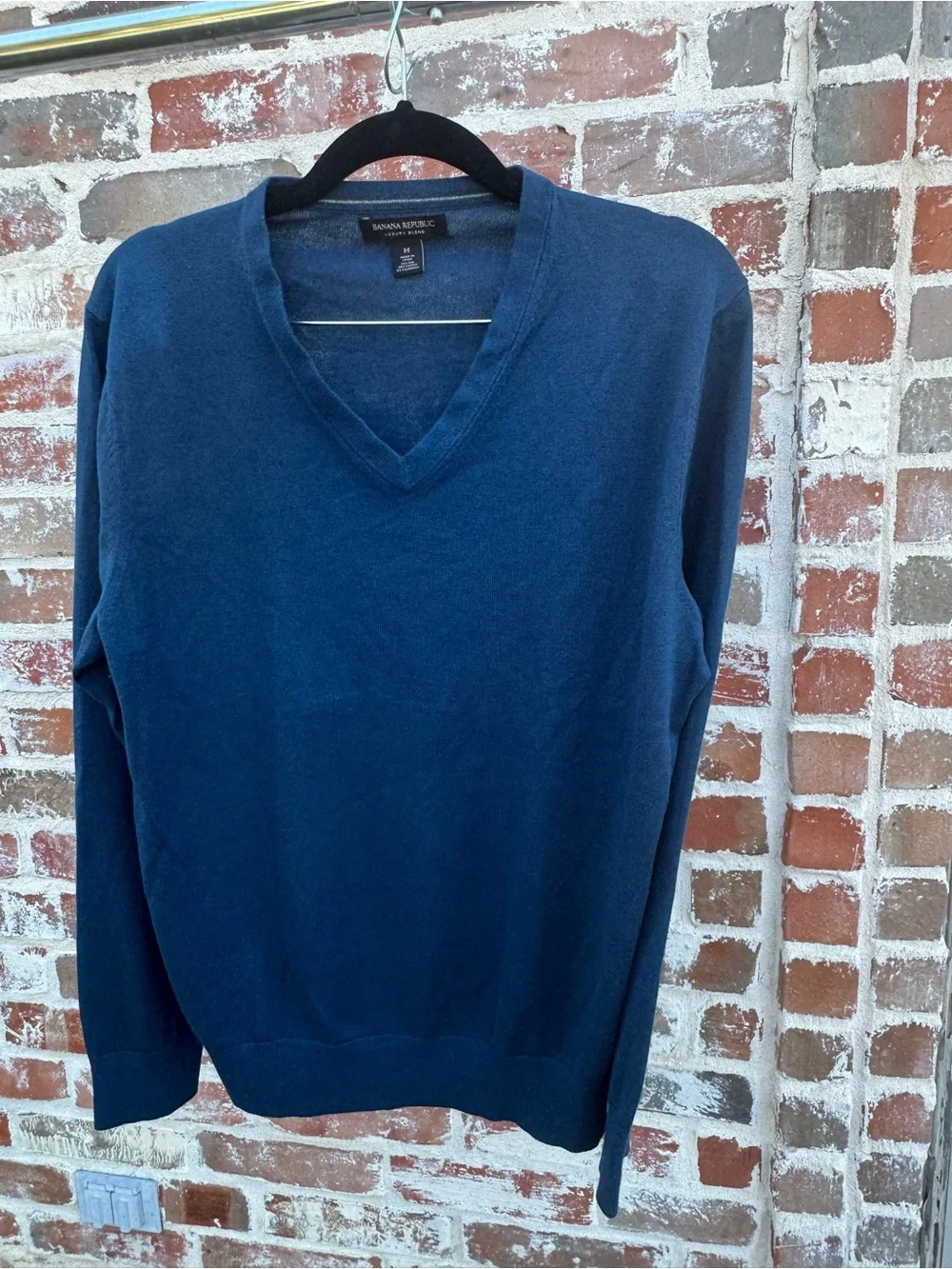 Banana Republic Silk Cashmere Blend V-Neck Sweater Blue Men's M
